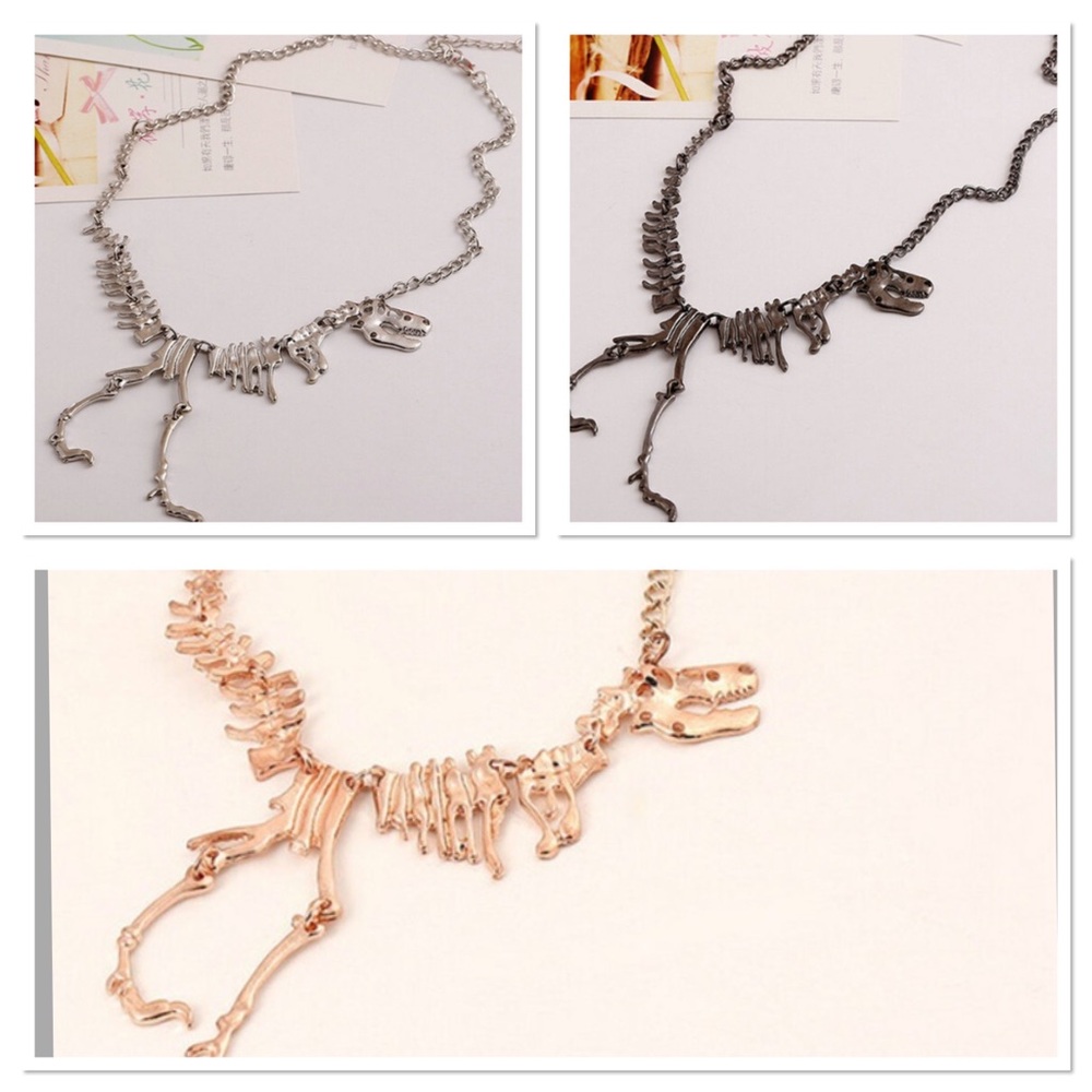 🦖Kathrono Awesome Archaeology Dinosaur T-Rex🦖 Skeleton Necklace in Black